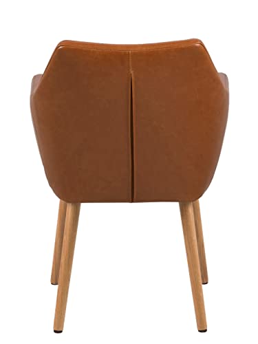 AC Design Furniture Lore - Silla con brazos (revestimiento de piel artificial, patas de roble), Marrón