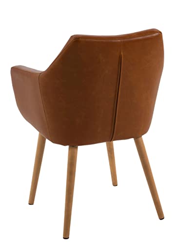 AC Design Furniture Lore - Silla con brazos (revestimiento de piel artificial, patas de roble), Marrón