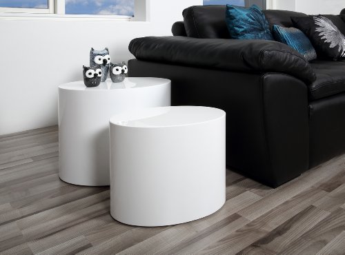 AC Design Furniture Mesas de 2 Nidos Rico Set de 2, Blanco, 48 x 40 x 32,5 cm