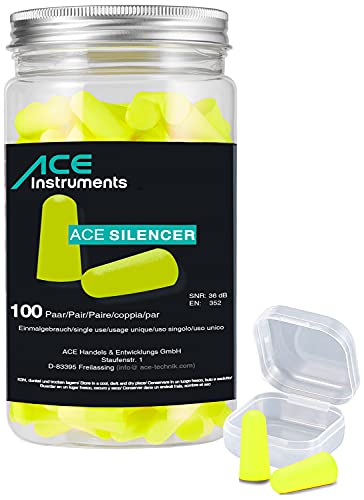 ACE Silencer Tapones Oídos de Espuma (100 Pares) - Proteccion Auditiva