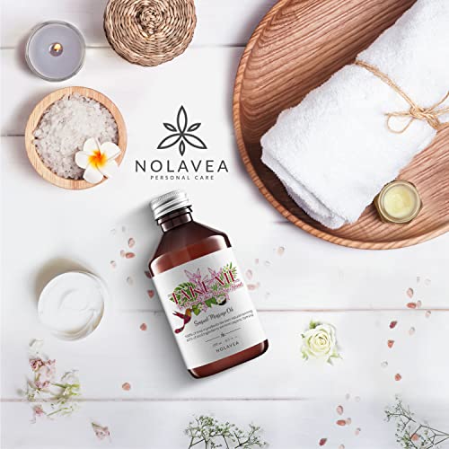 Aceite de Masaje Sensual 250ml - Aceites Esenciales para el Cuerpo, Masaje Intimo - Absorción Lenta - Aroma Monoï, Ricino, Coco, Vainilla, Fabricado en Francia