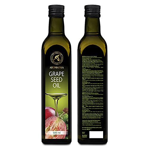 Aceite de Semilla de Uva 500ml - Aceite de Pepita de Uva para Cocinar y Hornear - Vegano - Aceite para Ensaladas - Aceite Culinarios - Ideal para Consumo, Freír y Aderezos de Ensaladas