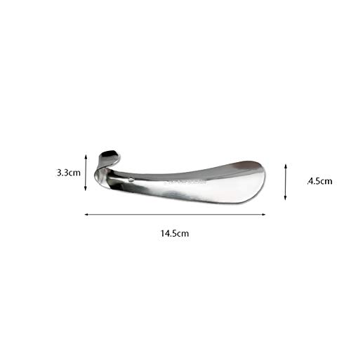 Acero inoxidable Duradero Calzado Cuerno Levantador Portátil Metal Mango largo Levantador 14.5cm Adecuado para todos Plata 1Pc