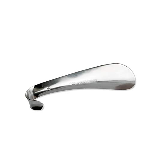 Acero inoxidable Duradero Calzado Cuerno Levantador Portátil Metal Mango largo Levantador 14.5cm Adecuado para todos Plata 1Pc