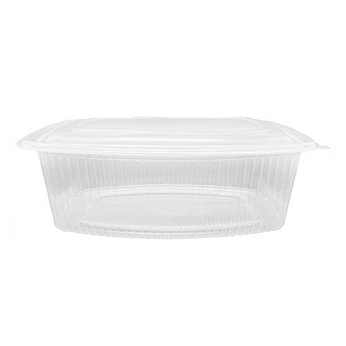 ACESA - 50 uds - Envase para Comida con Tapa bisagra Oval - Capacidad 1000 ml - Polipropileno (PP) traslúcido - Contenedores Desechables con Tapa, Apto para microondas (1000cc - 50ud)