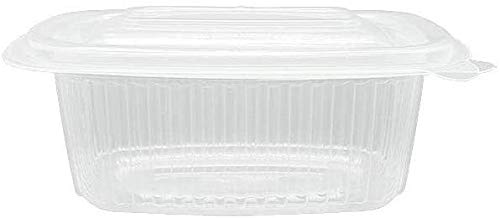 ACESA - 50 uds - Envase para Comida con Tapa bisagra Oval - Capacidad 1000 ml - Polipropileno (PP) traslúcido - Contenedores Desechables con Tapa, Apto para microondas (1000cc - 50ud)