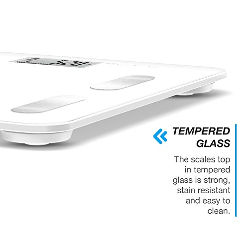 Active Era Báscula Ultrafina Digital Analiza Peso, Grasa Corporal, Muscular y Ósea e IMC. Peso de Baño de Diseño con Medición Exacta - Blanca