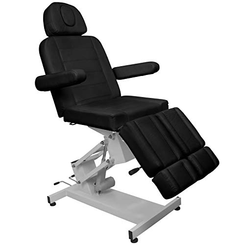 Activeshop Azzurro 706 Pedi - Camilla de masaje, color negro, soporta hasta 200 kg, piel sintética con 1 motor de 186 x 58 x 62,5-84,5 cm (largo x ancho x alto)