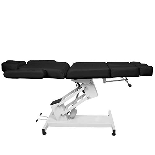 Activeshop Azzurro 706 Pedi - Camilla de masaje, color negro, soporta hasta 200 kg, piel sintética con 1 motor de 186 x 58 x 62,5-84,5 cm (largo x ancho x alto)