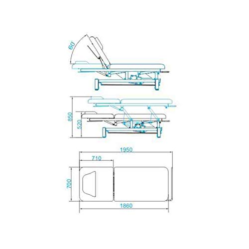 Activeshop Tumbona de masaje, mesa de masaje, silla de masaje, silla de masaje, eléctrica, 684a, con 1 motor, color blanco, soporta hasta 200 kg, piel sintética de alta calidad