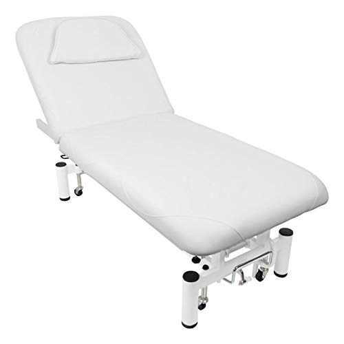 Activeshop Tumbona de masaje, mesa de masaje, silla de masaje, silla de masaje, eléctrica, 684a, con 1 motor, color blanco, soporta hasta 200 kg, piel sintética de alta calidad