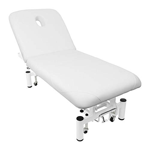 Activeshop Tumbona de masaje, mesa de masaje, silla de masaje, silla de masaje, eléctrica, 684a, con 1 motor, color blanco, soporta hasta 200 kg, piel sintética de alta calidad