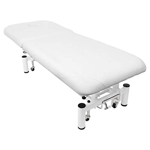 Activeshop Tumbona de masaje, mesa de masaje, silla de masaje, silla de masaje, eléctrica, 684a, con 1 motor, color blanco, soporta hasta 200 kg, piel sintética de alta calidad