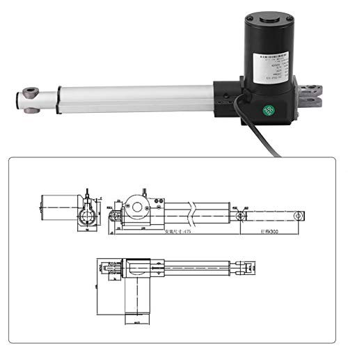 Actuador lineal 12V DC Motor Heavy Duty 6000N 600KG 5mm / s Carrera 100-500mm Motor de Carga Eléctrica IP54 Metal(500mm)
