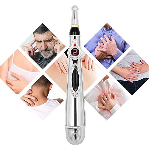 Acupuntura Masaje Pen - Pluma de Acupuntura Electrónica de Mano, Pluma de Masaje de Acupuntura Talón de Alivio del Dolor, Herramienta de Masaje de Cabeza de Cabeza de Cuerpo