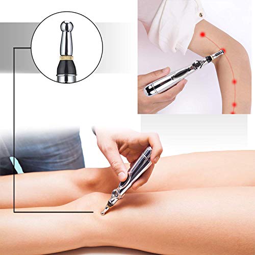 Acupuntura Masaje Pen - Pluma de Acupuntura Electrónica de Mano, Pluma de Masaje de Acupuntura Talón de Alivio del Dolor, Herramienta de Masaje de Cabeza de Cabeza de Cuerpo
