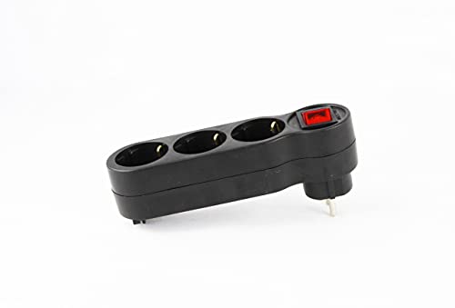 Adaptador con 1 interruptor y 3 enchufes schuko color negro 16A/250V~ MAx.3680W.