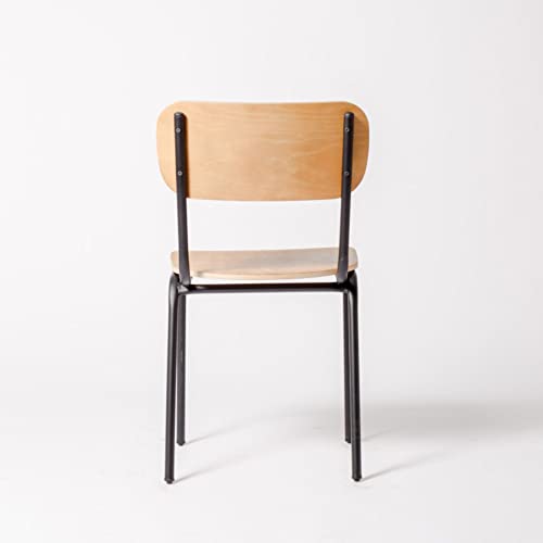 ADDECOR Sillas Comedor de Color Marrón | Silla para Comedor de Madera Maciza con Hierro | 78 x 48 x 42 cm | Modelo Escuela | Silla Vintage Ambientes Tipo Loft