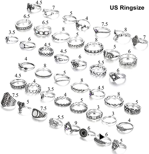 Adramata 44-96 Piezas Anillos Mujer De Nudillo Vintage para Bohemio Dedo Conjunto De Anillos Apilables
