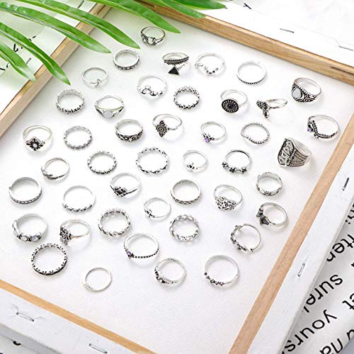 Adramata 44-96 Piezas Anillos Mujer De Nudillo Vintage para Bohemio Dedo Conjunto De Anillos Apilables