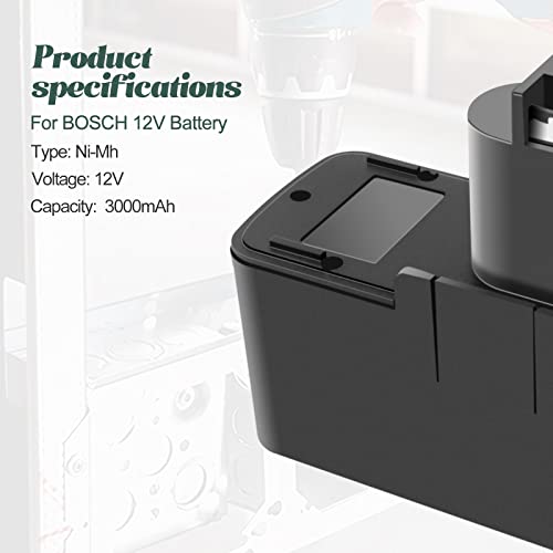 ADVNOVO 12V 3.0Ah Ni-MH Batería de Reemplazo para Bosch 3300K BAT011 PSR120 BH1214H BH1214L BH1214MH 2607335055 2607335081 2607335090 2610910405 2607335071 GSB12 VSE-2 GDR 12V GSR12V