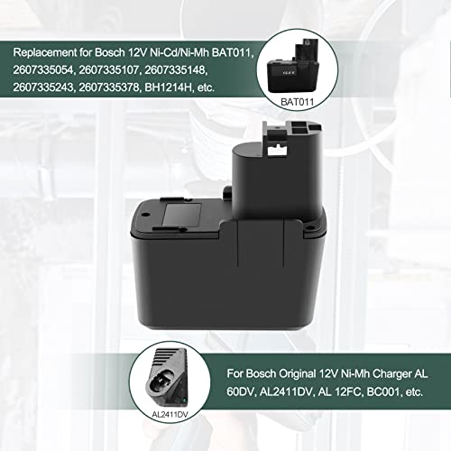 ADVNOVO 12V 3.0Ah Ni-MH Batería de Reemplazo para Bosch 3300K BAT011 PSR120 BH1214H BH1214L BH1214MH 2607335055 2607335081 2607335090 2610910405 2607335071 GSB12 VSE-2 GDR 12V GSR12V