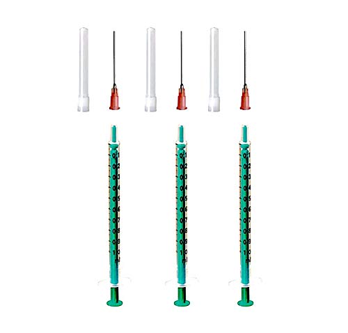 AE-GLAS Jeringa: 1, 2, 3 o 4 jeringas de laboratorio de 1 ml, jeringuillas para líquidos, jeringuillas para manualidades, con aguja roma, diferentes tamaños para E-Liquid Aroma Hobby(3 unidades)
