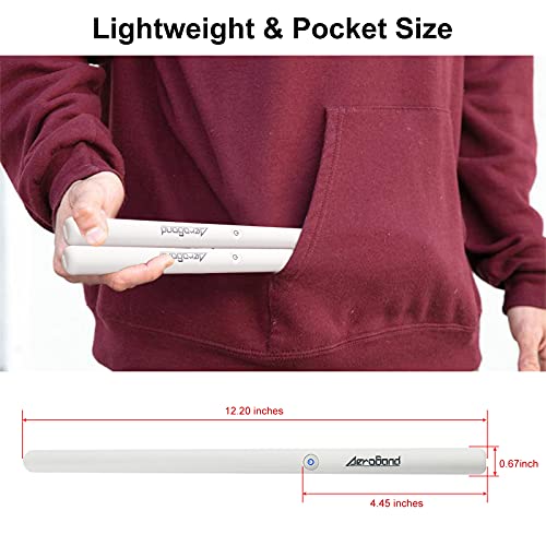 AeroBand Aire Batería Electrónica, Tambor de Realidad Virtual, Kit de Batería Portátil de 8 Almohadillas con Sensor de 2 Pies/Guitarra de Bolsillo, Compatible con Bluetooth MIDI (Blanco)