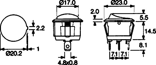 AERZETIX: 5x Interruptor pulsador conmutador basculantes de botón SPST OFF-(ON) 6A/250V 20A/12V, 1 posición, Blanco C10677