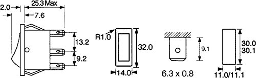 AERZETIX: Interruptor conmutador basculantes de boton SPDT ON-OFF-ON 16A/250V 20A/28V, 3 posiciones C10831