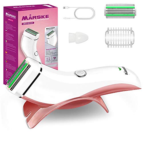 Afeitadora Eléctrica Mujer, Recortadora Femenina USB Recargable IPx7 Impermeable, Uso en Mojado y Seco, Eliminación del Vello Corporal para el Bikini pubis Debajo del Brazo para Piel Sensible