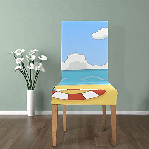 Agarres de Fundas para sillas, Islas, Playa pequeña, océano, Juego de Fundas para sillas, Fundas para sillas de Comedor elásticas Suaves, Fundas para sillas de Comedor, Lavables y extraíbles, Fundas