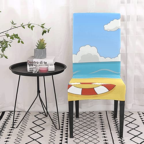 Agarres de Fundas para sillas, Islas, Playa pequeña, océano, Juego de Fundas para sillas, Fundas para sillas de Comedor elásticas Suaves, Fundas para sillas de Comedor, Lavables y extraíbles, Fundas
