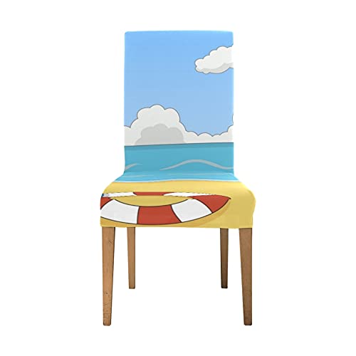 Agarres de Fundas para sillas, Islas, Playa pequeña, océano, Juego de Fundas para sillas, Fundas para sillas de Comedor elásticas Suaves, Fundas para sillas de Comedor, Lavables y extraíbles, Fundas