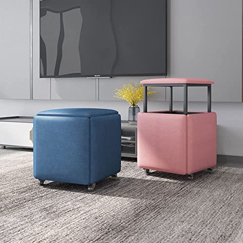 AGGF Cubo de Taburete Cuadrado 5 en 1 con Ruedas giratorias, sofá tapizado apilable, Silla, Taburete, Taburete con reposapiés, Taburete Nido, reposapiés movible, tocador (tamaño: pequeño, Color: