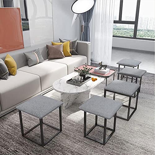 AGGF Cubo de Taburete Cuadrado 5 en 1 con Ruedas giratorias, sofá tapizado apilable, Silla, Taburete, Taburete con reposapiés, Taburete Nido, reposapiés movible, tocador (tamaño: pequeño, Color: