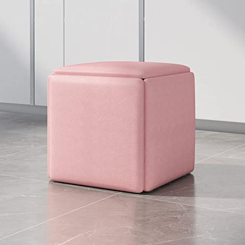 AGGF Cubo de Taburete Cuadrado 5 en 1 con Ruedas giratorias, sofá tapizado apilable, Silla, Taburete, Taburete con reposapiés, Taburete Nido, reposapiés movible, tocador (tamaño: pequeño, Color: