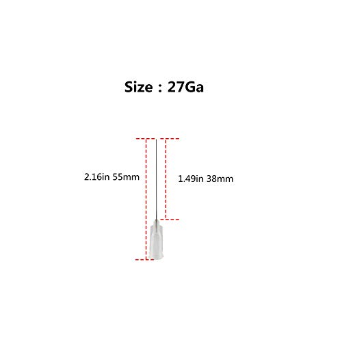 Agujas de punta roma, 100Pack agujas de acero inoxidable Luer Lock para jeringas, aguja dispensadoras roma cánulas de para uso industrial y experimental (27G)