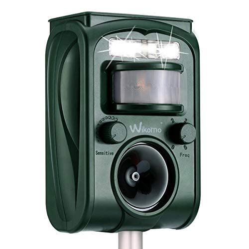 Ahuyentador de animales por ultrasonido, rango de frecuencia: 9 kHz-70 kHz, con pilas y flash, ultrasonido, para gatos, pájaros, perros (rojo)