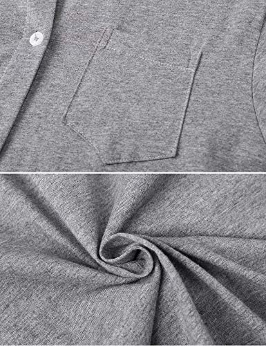 Aiboria Pijamas para Mujer Algodón, 2 Piezas Conjunto de Pijamas de Manga Larga con Botones V-Cuello Ropa de Dormir para Mujer