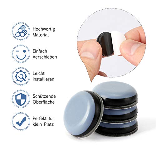 AIEVE Base deslizante invisible, 4 piezas de tablero deslizante de teflón autoadhesivo para máquina de cocina Thermomix TM5 TM6 (diámetro de 20 mm)