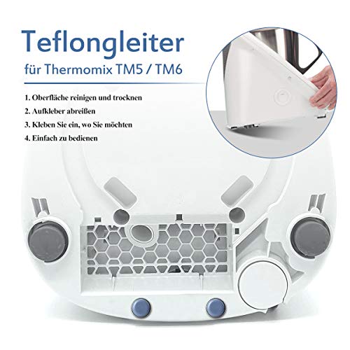 AIEVE Base deslizante invisible, 4 piezas de tablero deslizante de teflón autoadhesivo para máquina de cocina Thermomix TM5 TM6 (diámetro de 20 mm)