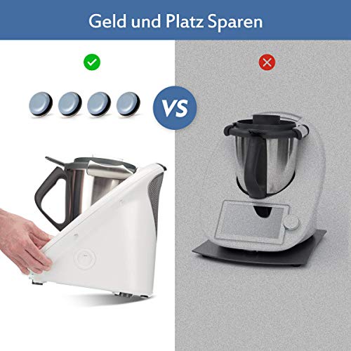 AIEVE Base deslizante invisible, 4 piezas de tablero deslizante de teflón autoadhesivo para máquina de cocina Thermomix TM5 TM6 (diámetro de 20 mm)