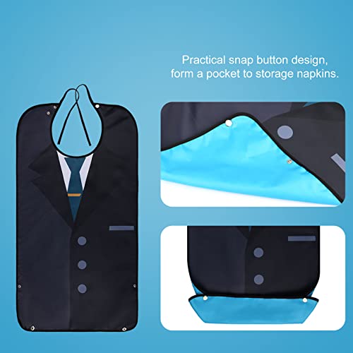 AIEX Baberos para Adultos, Baberos Reutilizables Tipo Traje de Estilo Occidental para Comer Protectores de Prendas Impermeables con Recoge Migas para Ancianos