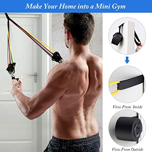 Aiglam Bandas Elasticas Musculacion 150lbs, 11PCS Set de Bandas de Resistencia , Kit de Bandas para Entrenar con Tubos, Manijas de Hule, Correas para Tobillos, Anclaje para Puerta para Fitness