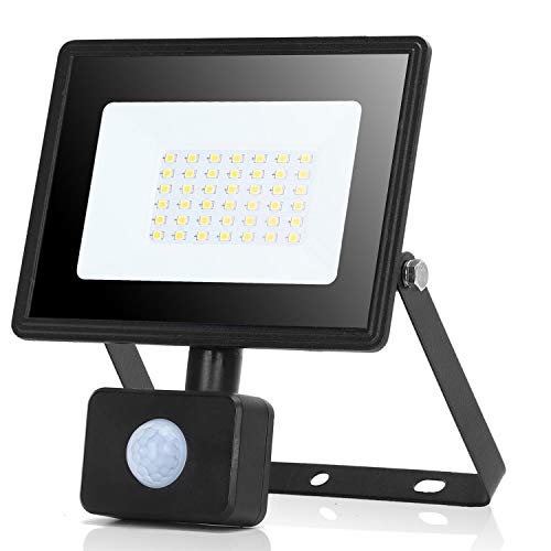 Aigostar 30W Foco LED con Sensor Movimiento,2700LM Super Brillo Focos LED Exterior IP65 Impermeable,4000K Blanco Natural Proyector Led Exterior,Perfectas para Jardín, Garaje, Patio, etc.