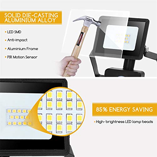 Aigostar 30W Foco LED con Sensor Movimiento,2700LM Super Brillo Focos LED Exterior IP65 Impermeable,4000K Blanco Natural Proyector Led Exterior,Perfectas para Jardín, Garaje, Patio, etc.
