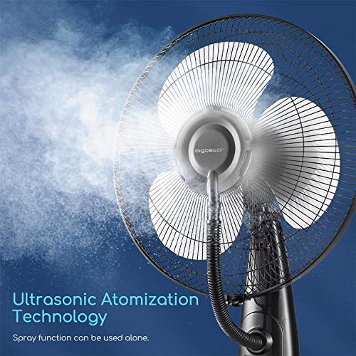 Aigostar Breeze - Ventilador de pie con nebulizador de agua, oscilante, mando a distancia, temporizador, 3 modos, 3 velocidades, 75W, flujo de aire 22m/s, nebulización ultrasónica. Diseño exclusivo