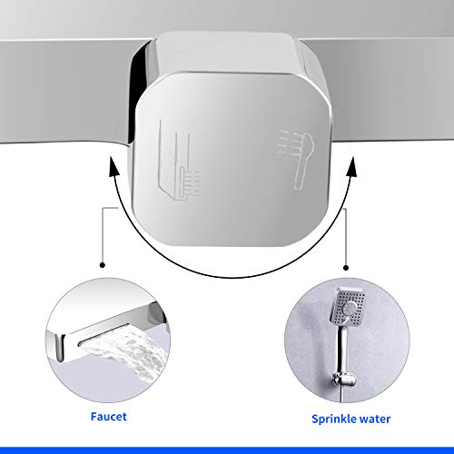 AiHom Grifo de Bañera en Cascada, Grifo Monomando de Pared para Baño con Almacenaje, Grifería de Ducha Cromado de Latón, Plata