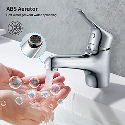 AiHom Grifo de Lavabo con Desagüe Universal,Grifo Baño Mezclador Monomando Lavabo Clásico,Grifo Monomando Lavabo con Válvula para Lavabo,Válvula De Cerámica,Agua Caliente y Fría Ajustable